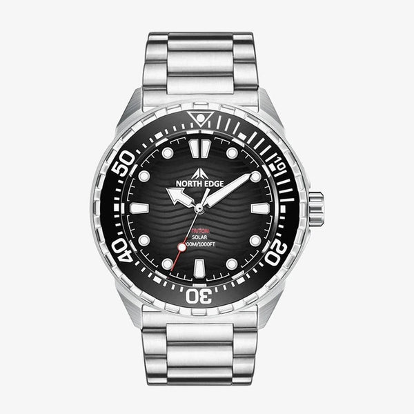 Vanefield Quartzo 300 — Light-Charged 30ATM Dive Watch Black (Steel)