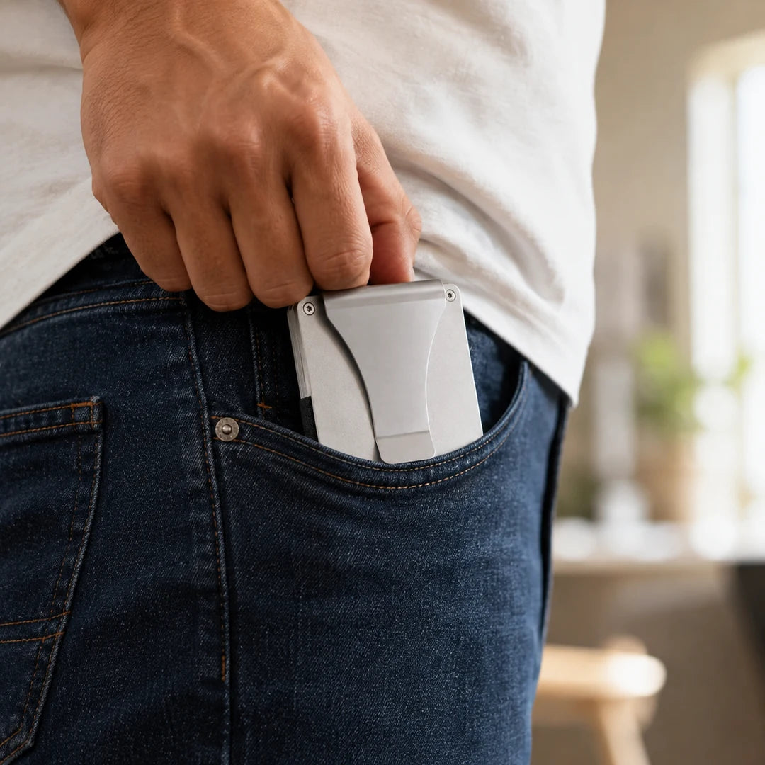 Titan Wallet coming out of a pocket
