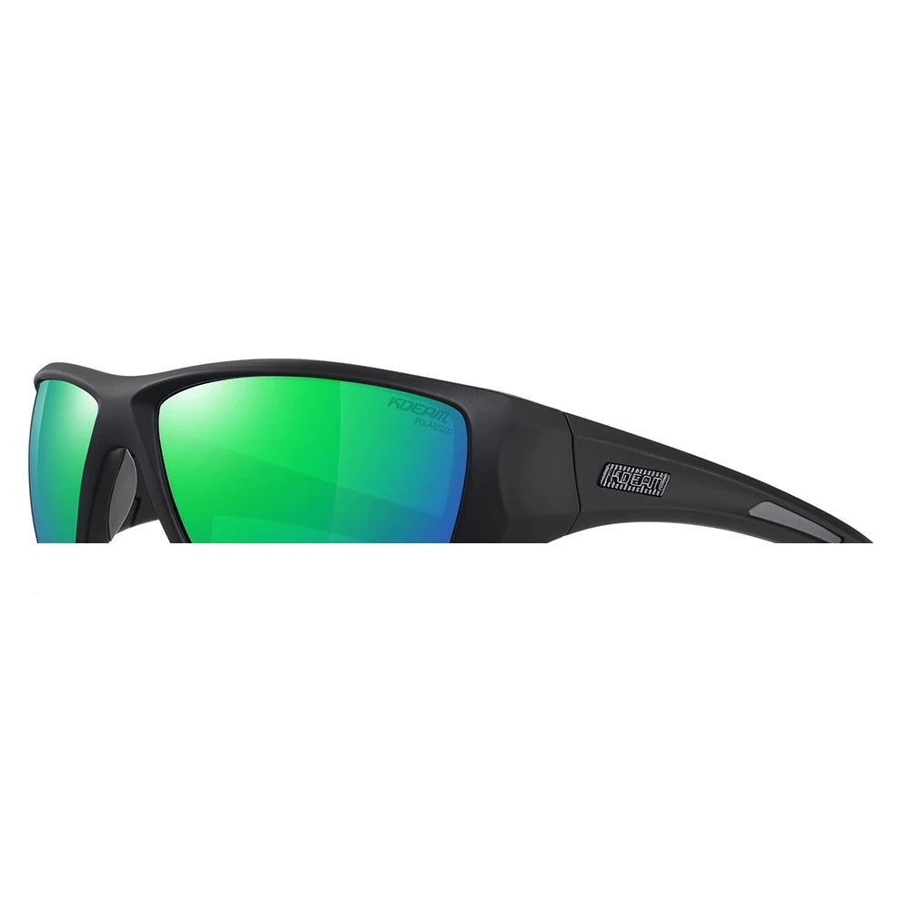 Vanefield polarized sunglasses in black with green mirrored lenses