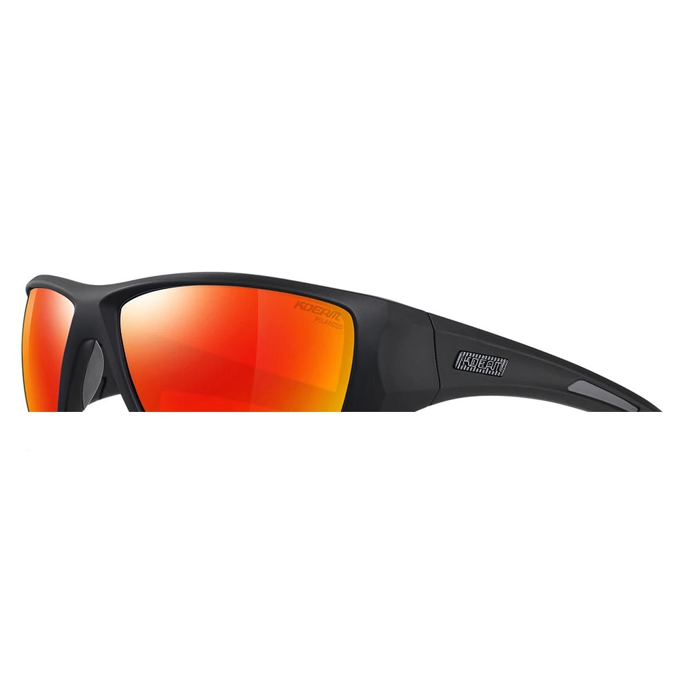 Vanefield polarized sunglasses in black with red mirrored lenses