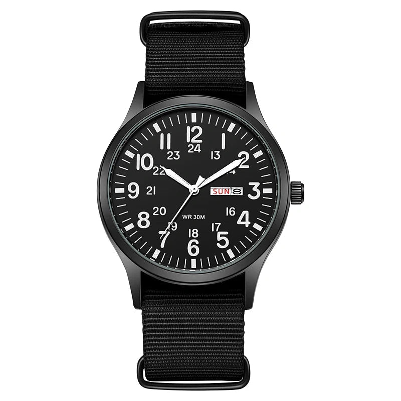 Vanefield Watch 4.1 Blackout, black NATO strap, front view