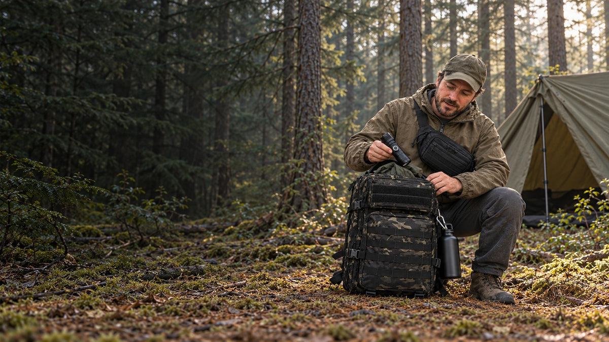 Vanefield field gear at a forest camp