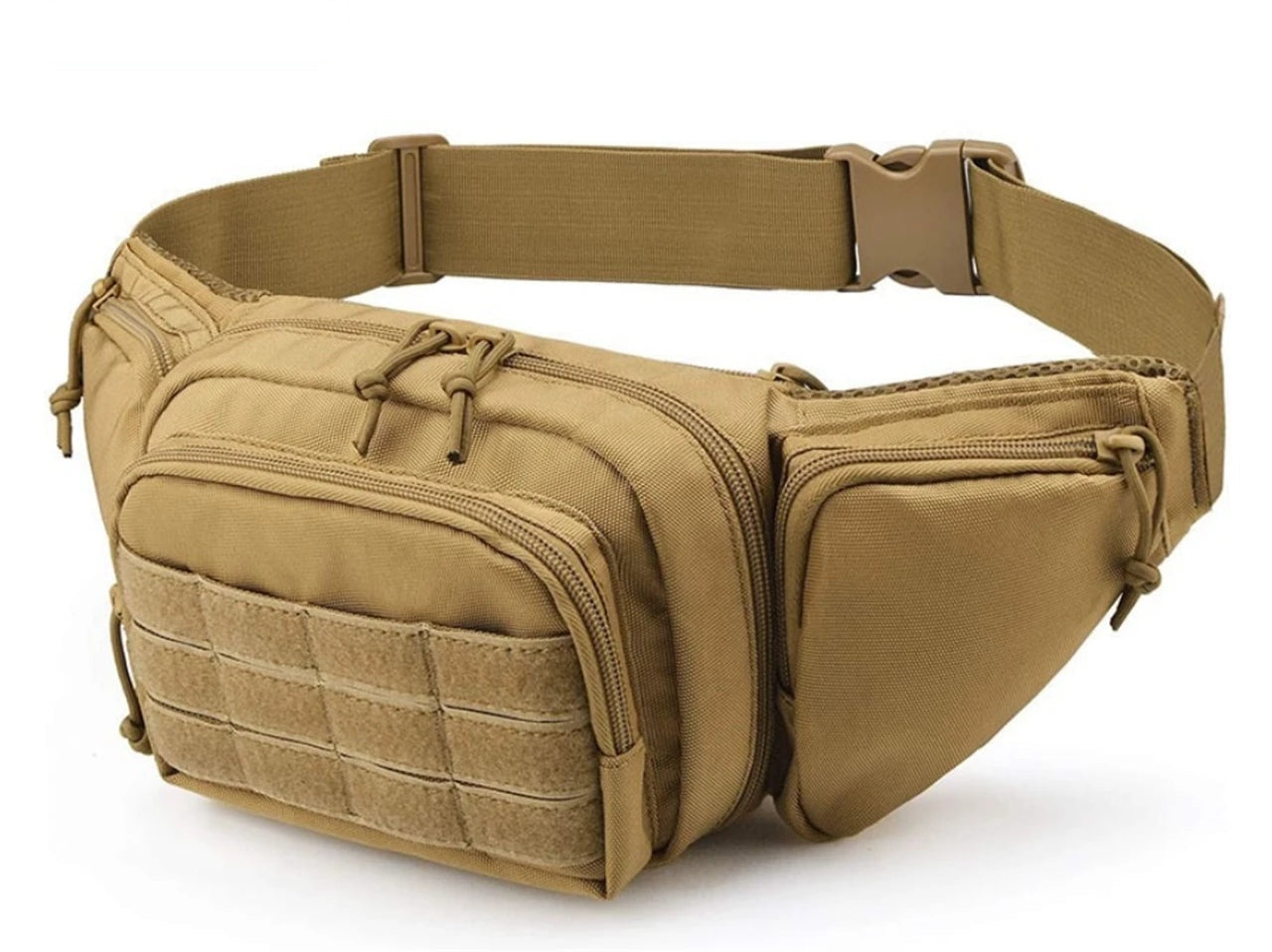 Vanefield waist bag in khaki, three-quarter view with the strap