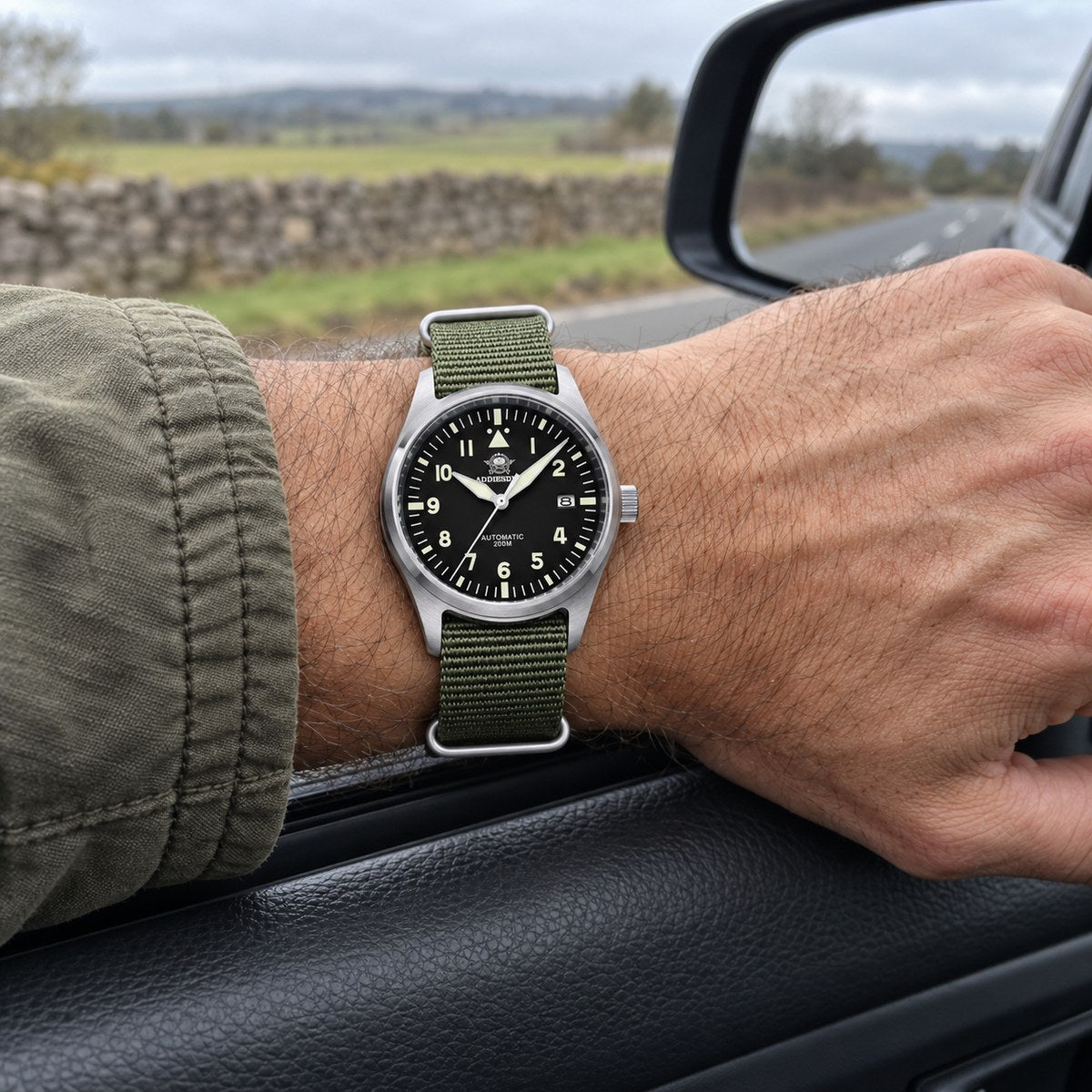 Vanefield Automatic 200M Green on wrist