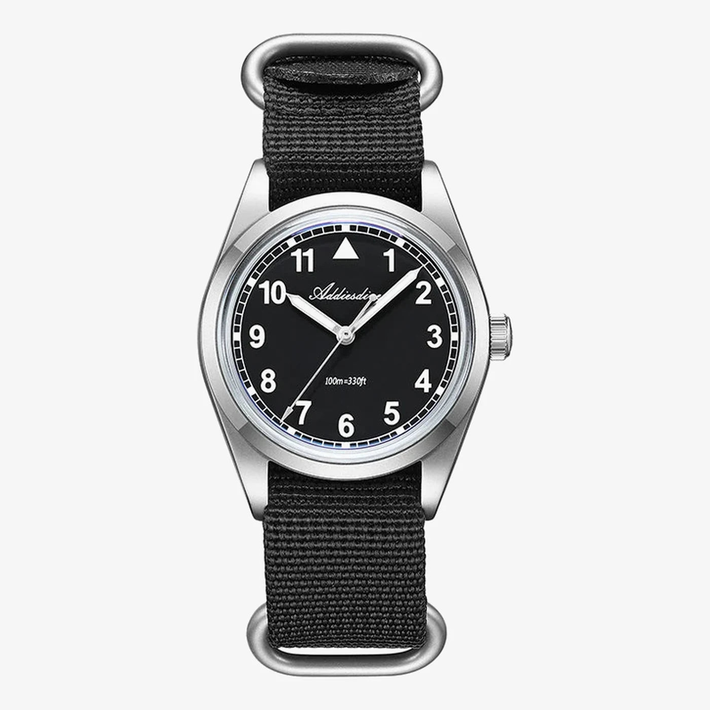 Vanefield Field Watch 38 Sentinel, black dial and black NATO strap