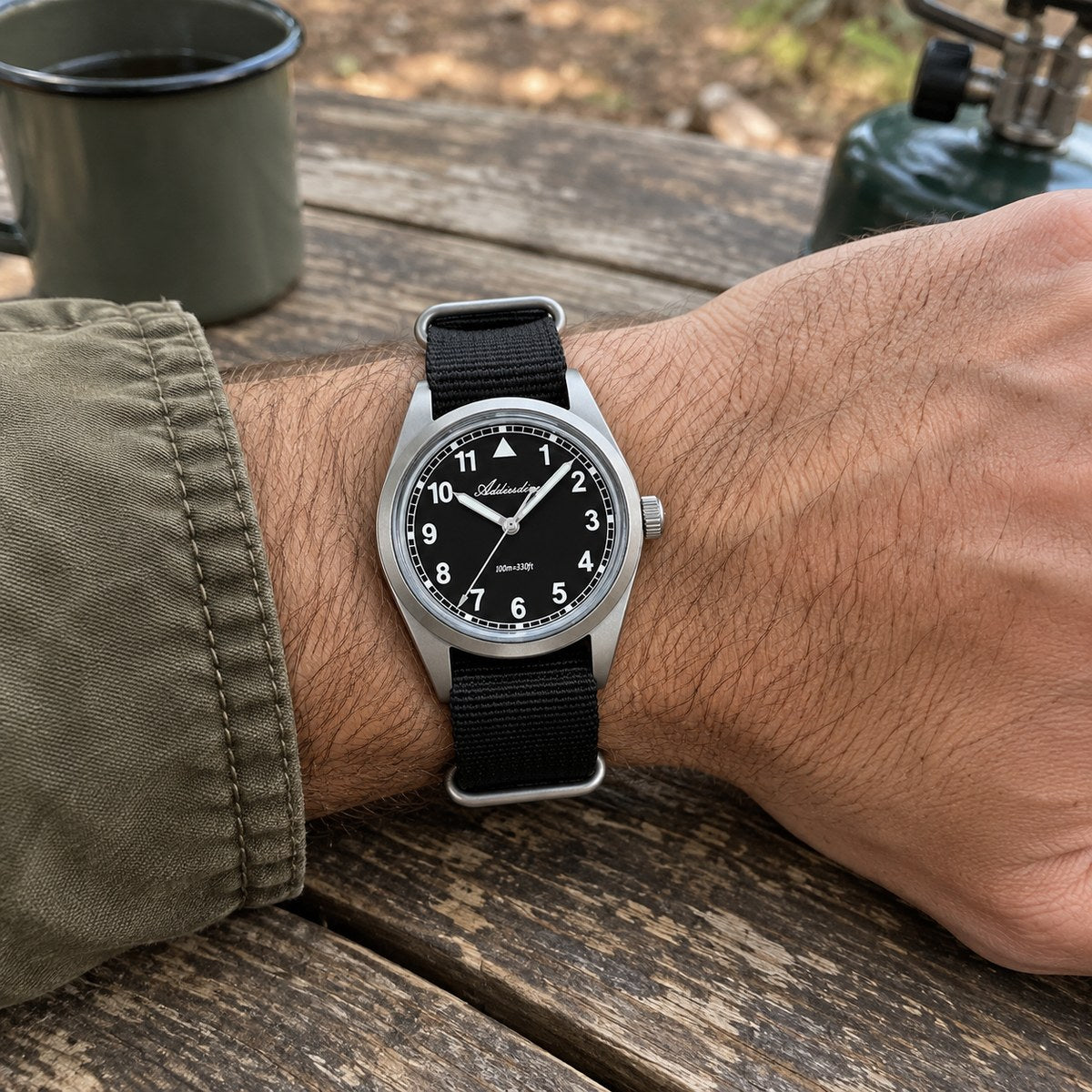 Vanefield Field Watch 38 Sentinel on wrist