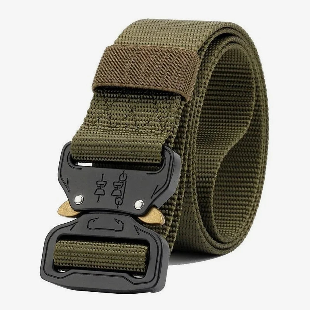 Vanefield tactical belt in military green with the quick-release buckle