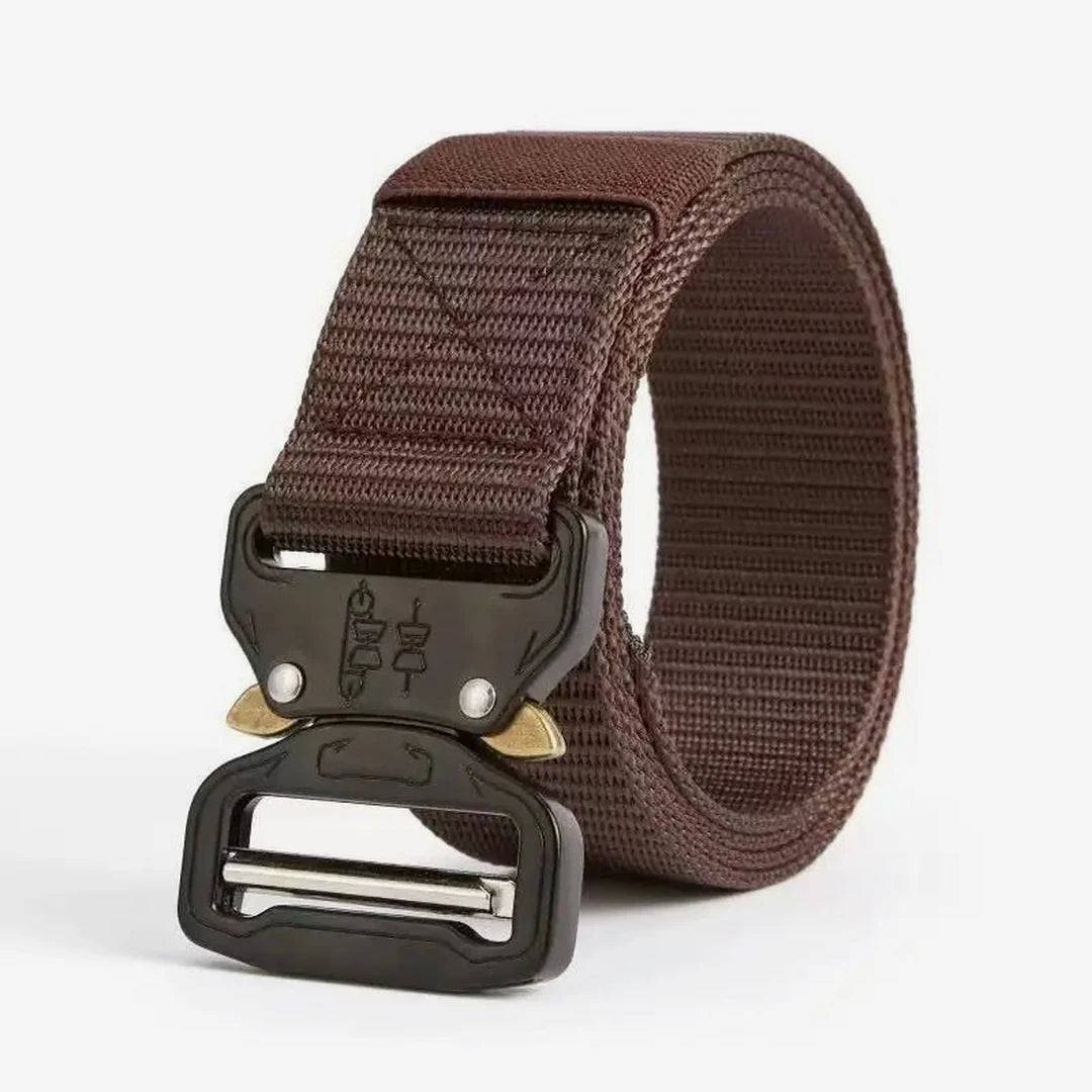 Vanefield tactical belt in brown with the quick-release buckle
