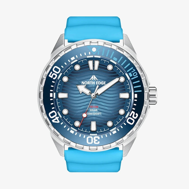 Vanefield Quartzo 300 in blue with the rubber strap, front view