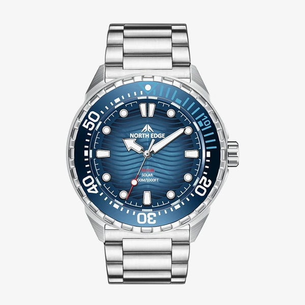 Vanefield Quartzo 300 — Light-Charged 30ATM Dive Watch Blue (Steel)