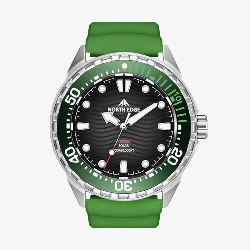 Vanefield Quartzo 300 in green with the rubber strap, front view