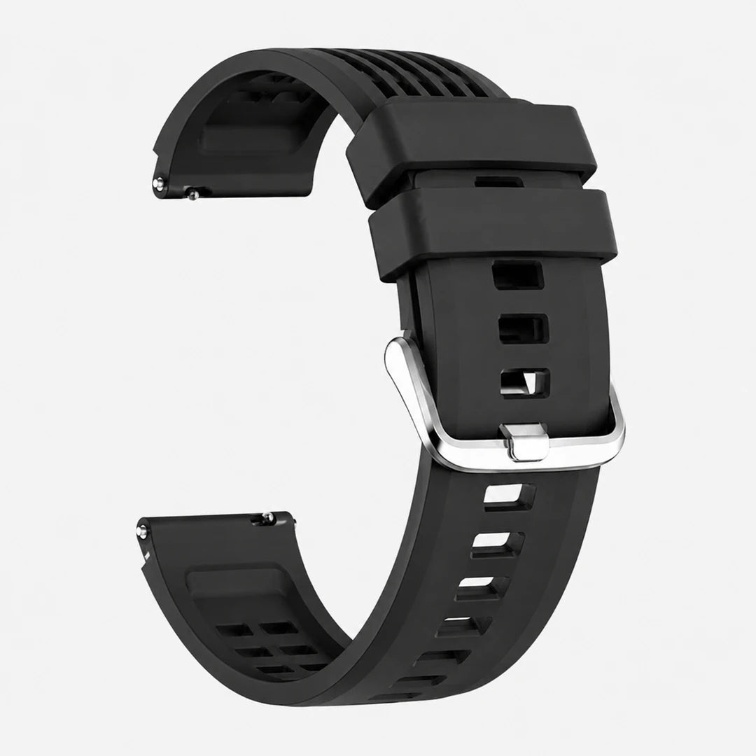 Black silicone quick-release watch strap for the Vanefield Titan Pro, 22 mm