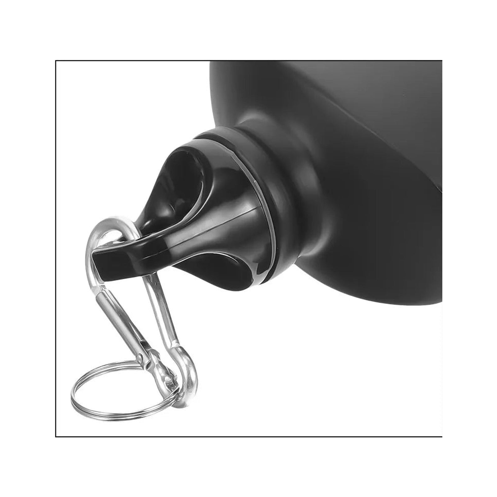 Close-up of the neck and clipped carabiner of the Vanefield Trail Bottle