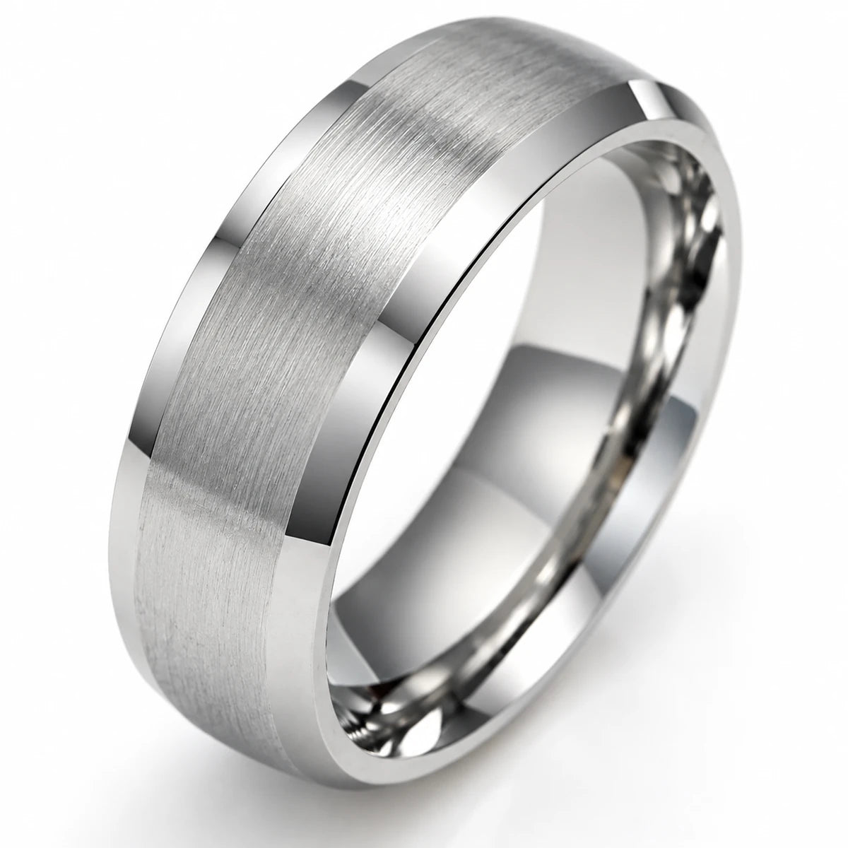 Macro of the brushed finish and bevelled edge of the Vanefield Valor Ring