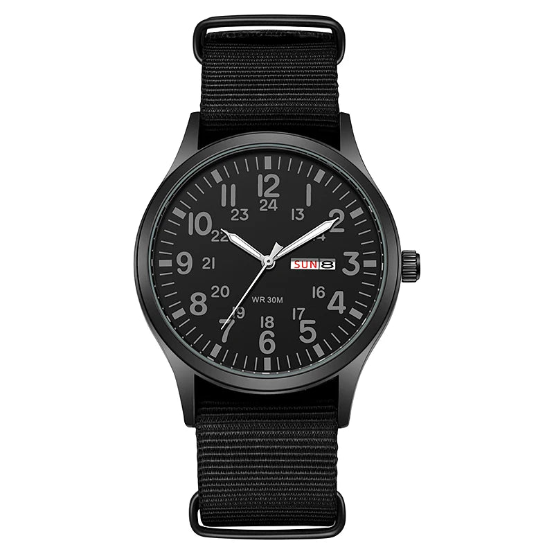 Vanefield Watch 4.1 Blackout, black NATO strap, front view