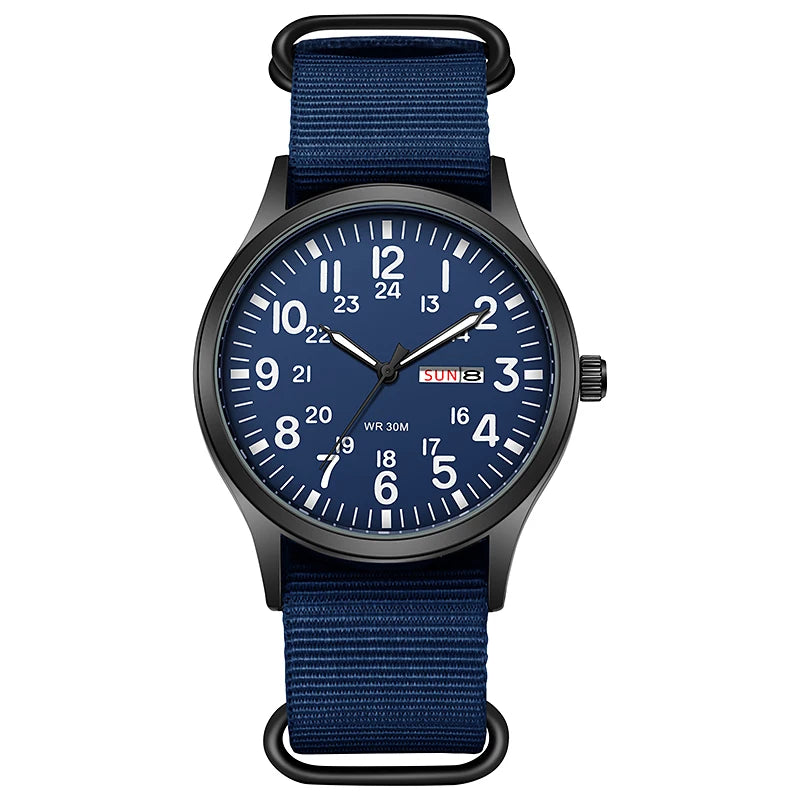 Vanefield Watch 4.1 Dark Blue, navy NATO strap, front view