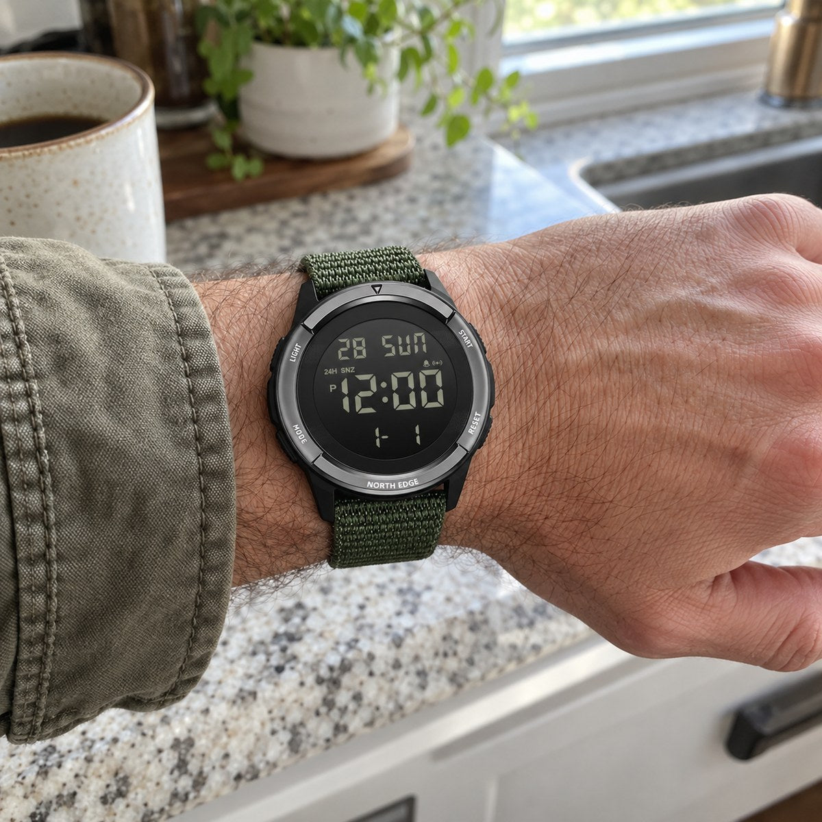 Vanefield Watch 45 Green on wrist